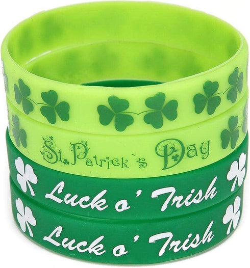 Moon Boat 74PCS St. Patrick's Day Shamrock Rubber Wristbands Bracelets - Party