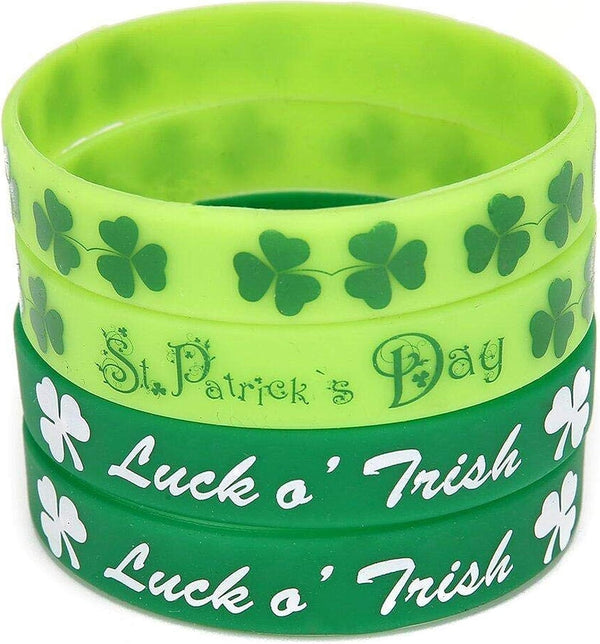 Moon Boat 74PCS St. Patrick's Day Shamrock Rubber Wristbands Bracelets - Party