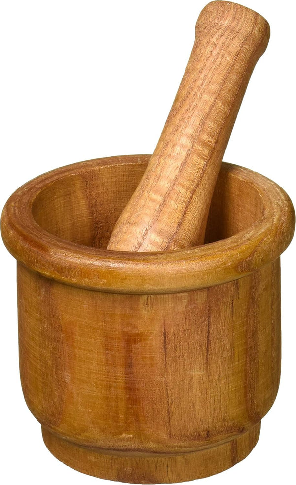 Uniware Heavy Duty Wood Mortar and Pestle, 4" x 4.5"