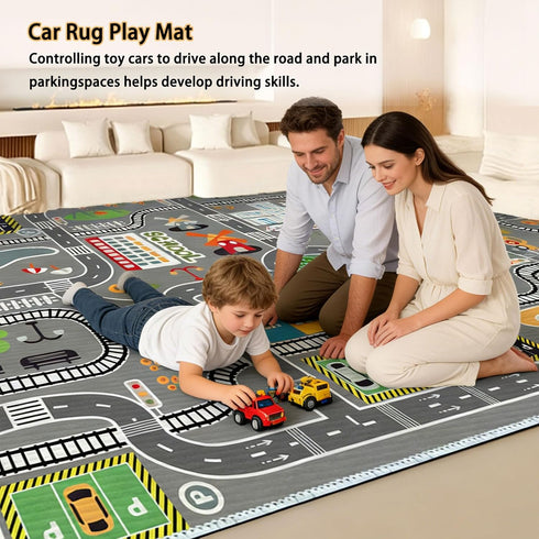 JCTQBHQF 80120cm/3147in Kids Rug Play Mat for Toy Cars,City Life Road Traffic Educational Carpet,Have Fun Throw