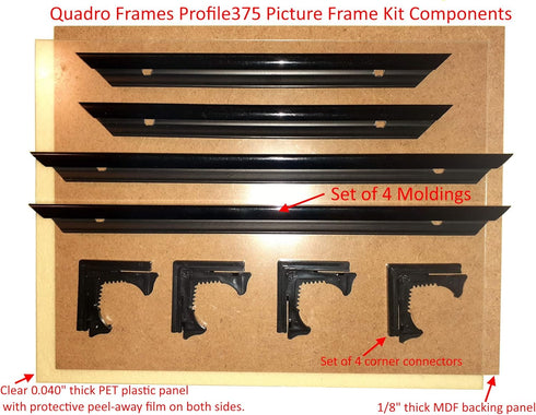 Quadro Frames Picture Frame, 6x15 inch, Black, Style P375-3/8 inch Wide Molding
