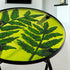 Decor10 Inch Subtropical Leaf Small Patio Table,Outdoor Side Table,Outdoor Bar Table,Metal Glass End Table for Porch