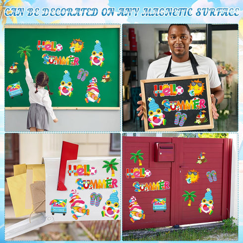9 Pieces Summer Magnets, Gnomes Flip Flop Beach Magnetic Stickers for Summer Pool Party Refrigerator Decor