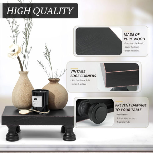 Modern Decorative Wood Pedestal Stand for Kitchen Decor, Retro Countertop Organizer for Soap Dispenser and Sponge Holder