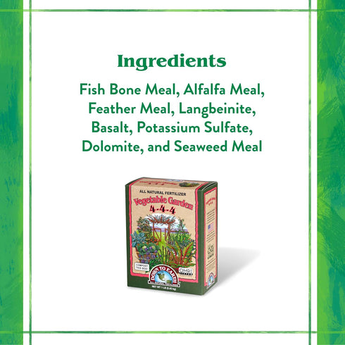 4-4-4, 1 lb Down To Earth All Natural Fertilizers Organic Vegetable Garden - Plant Food for Vegetables, Herbs, Greens