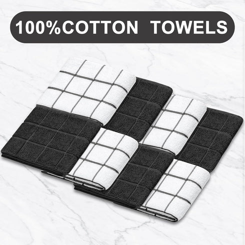 Oven Mitts, Kitchen Towels, and Dishcloths Set, 500 Degree Heat Resistant Potholders with Non-Slip Silicone Surface
