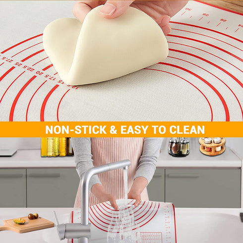 Qidoe Silicone Baking Mat, Extra Thick Non Stick (16"x 24") with Measurement, Fondant, Dough Rolling, Oven Liner