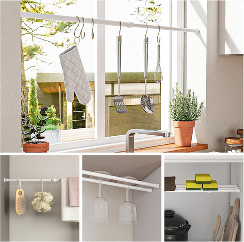 AIZESI Spring Tension Curtain Rods, Short Tension Rod (White, 27" to 37", 4 Pcs)