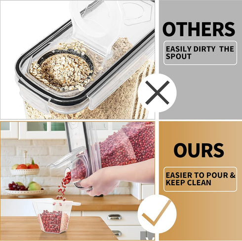 Set (4L,135.2 Oz), 4PCS 20 PRAKI Cereal Containers Storage Airtight Food Storage Containers with Pour Spout for Kitchen