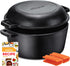 Overmont 2 in 1 Pre-Seasoned Dutch Oven with Skillet Lid for Induction, Electric, Grill, Stovetop, BBQ, Camping (5