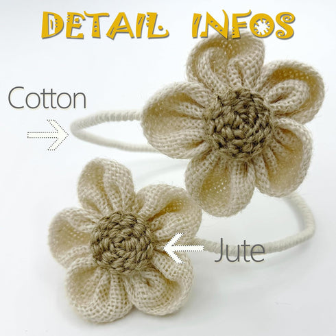 Curtain Tiebacks for Curtains, Boho Holdbacks with Flower Decor, Jute Rope Tie Backs for Indoor Outdoor Use, Set of 4