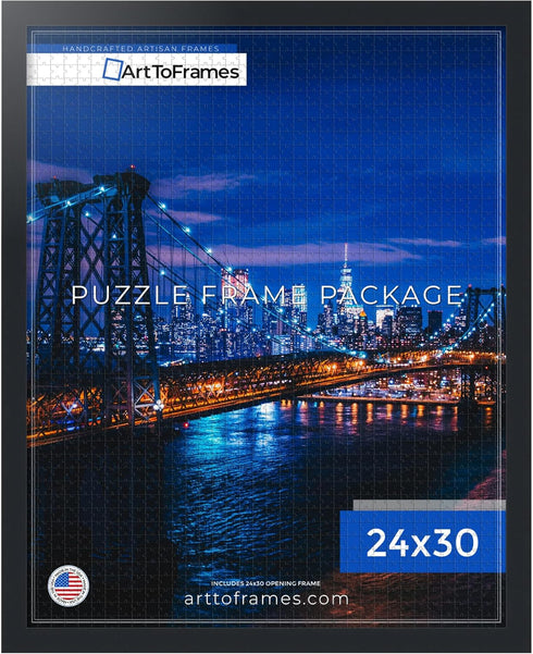 ArtToFrames 24x30 INCH/61x76.2 CM Black Frame for 1000 Piece Puzzles.This 1.25 Inch