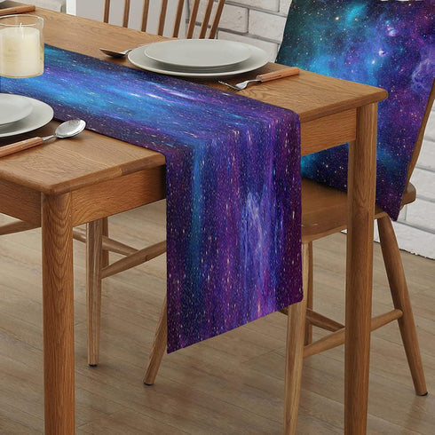 Dining Table Runner Dresser Scarf, Linen Burlap Fabric Galaxy Stars in Space Washable Table Runners 72 Inches