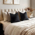 MIULEE Pack of 2 Decorative Velvet Throw Pillow Covers - Soft Black Square Cushion Case for Sofa, 18x18 Inch