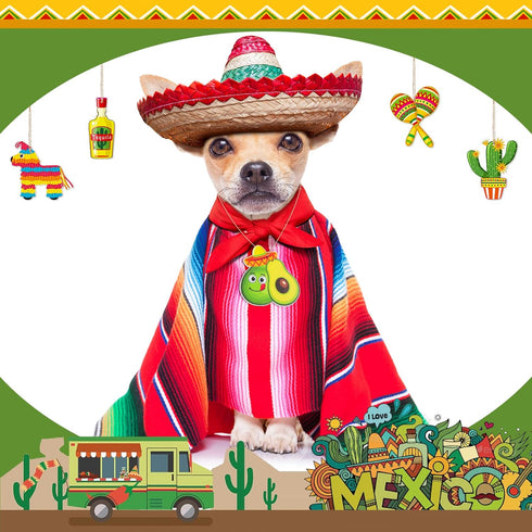 Blulu 24 Pieces Wooden Mexican Ornaments, Christmas Tree Decor for Taco, Cinco De Mayo, Piñata Sign