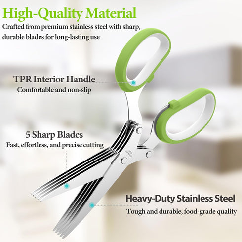 2025 Upgraded Herb Scissors, Effortless Shears Cutter Tool with Sharp Stainless Steel Blades, Green