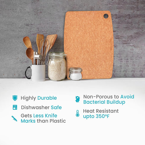 Wooden Cutting Board for Kitchen, Large Composite Wood, Thin, BPA Free & Eco-Friendly, 14.5 x 11.25 Inch