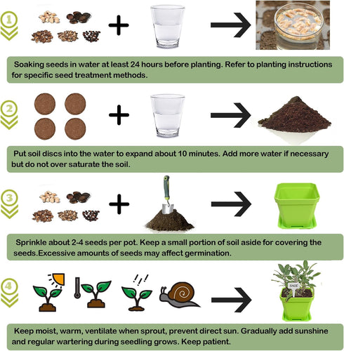 10 Set Meekear Herb Seeds Garden Starter Grow Kit with Green Pots, Markers, Soil Discs, Watering, Herb Clipper