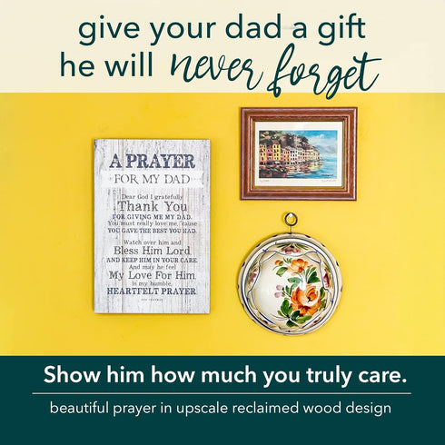 DEXSA Prayer for My Dad Wood Frame Wall Plaque, 6x9 inches, Father’s Day Gift, Made in USA