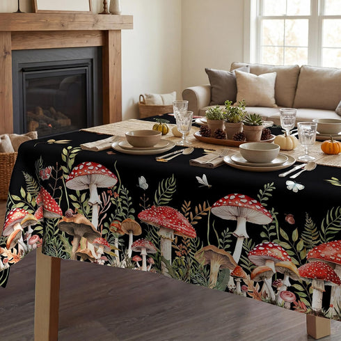 JNDJE 60x84 Inch, Mushroom Tablecloth Mushroom Forest Farmhouse Decorations for Home Table Cloth Rectangle, Seasonal