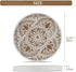 Hanobe Decorative Serving Tray Round: Farmhouse Coffee Table Decor Boho White Mandala Trays for Living Room Kitchen