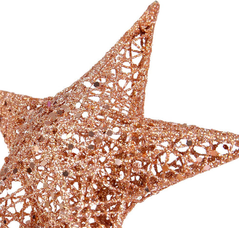 BinaryABC Christmas Tree Topper Star, Glittering Christmas Tree Decoration Ornaments, 20cm (Rose Gold)