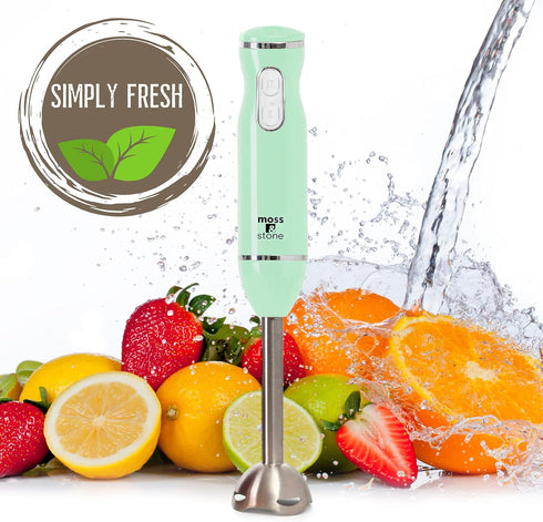 Moss & Stone Hand Blender Electric, 300 Watt Stick Blender with Egg Whisk & Chopper