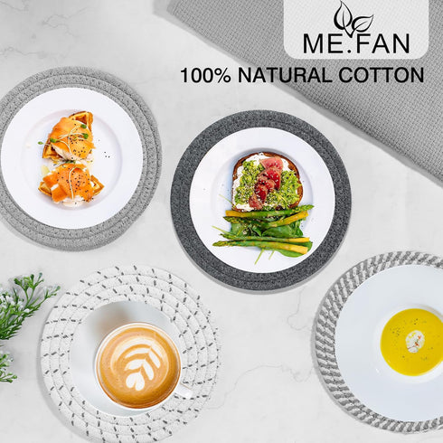 ME.FAN Trivets/Potholders 4 Set, Cotton Thread Weave Trivets for Hot Pots and Pans, Large Coasters, 7 Inch