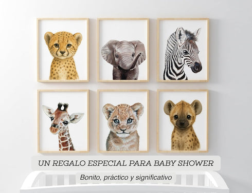 Set 6 8"x10" KIU DESIGNS Nursery Wall Art - Unframed Safari Nursery Decor - of Animal Wall Decor Gift for Baby - Safari