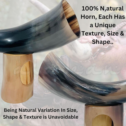 Viking Drinking Horn Mugs 10oz, Handmade Real Horn Cups for Ale Wine Beer Chalice Norse Tankard Gift for Men