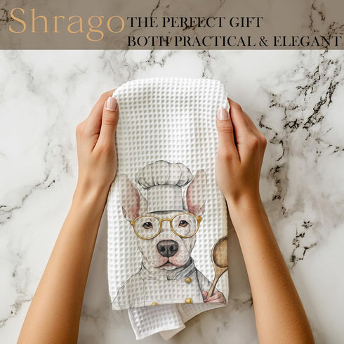 Shrago 16x24 Inch Funny Bull Terrier Dog Kitchen Towels, Bull Terrier Gifts for Women Dish Tea Towels for Kitchen, Dog
