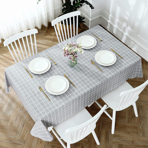 Romanstile 54 x 78 Inch Rectangle Plastic Tablecloth, 100% Waterproof Oil-Proof Heavy Duty Vinyl for Dining