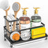 Cisily Kitchen Sink Caddy Organizer, Rustproof Non-Slip Soap Dish Dispenser Brush, Matte Black