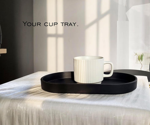 Black Small Oval Tray (10 inch) for Kitchen Counter, Bathroom Vanity Organizer for Coffee Accessories, Serving