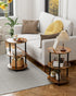 3 XBurmo Small Round Coffee Table - Tier Design Accent Table, Narrow Side or Bedside Stand, Industrial Vintage