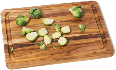 Lipper International 7215 Teak Wood Edge Grain Kitchen Cutting and Serving Board, Small, 12" x 9" x 5/8" by Lipper International