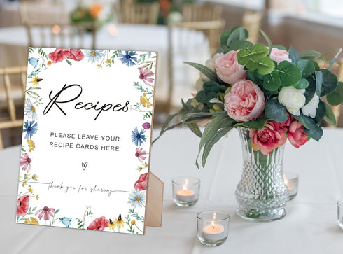 Leave Your Recipe Cards Here: Wedding Party Signs for Wedding Decorations and Bridal Shower