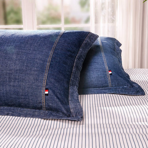Elegant Life Home 100% Cotton Washed Pillow Case, Soft Denim Standard Pillow Sham, 20'' x 26'', Dark Blue