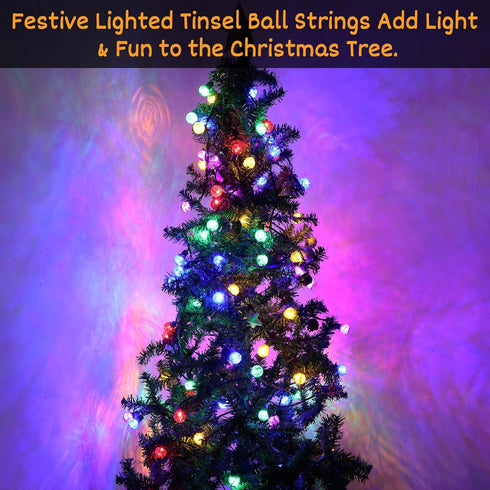 Brillarlights G30 25 17FT Christmas Multicolor Round Tinsel Globe Lights-Colorful Christmas Lights String with LED