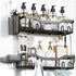 Shower Caddy Adhesive Organizer, Bathroom Shower Shelves with Soap Dish & Hooks, Rustproof Stainless Steel