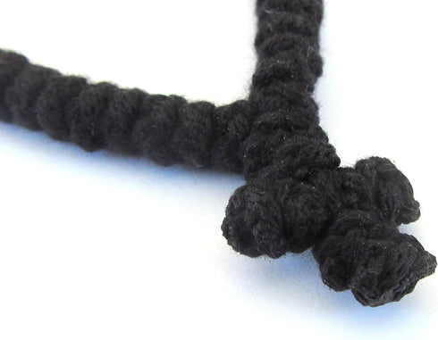 Handmade Blessed Christian Orthodox Komboskoini Prayer Rope - 100 Knots Wool Pendant, Black