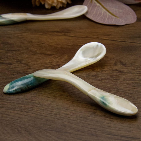 DUEBEL Mother of Pearl Caviar Spoons, 4' Luxury Handmade Spoons for Serving (5pcs)