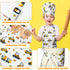 GROBRO7 4Pcs Kids Apron Chef Hat Set, Adjustable Kitchen Toddler Aprons with 2 Pockets for Baking Cooking Gift for