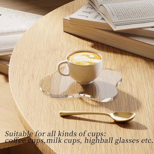 Jivlccy Acrylic Desk Coaster Decorative Plates, Clear Cloud Shape bar Drink Coasters, Coffee Cup Coaster for Desk