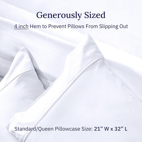 California Design Den Standard Queen Pillowcase Set, 400 Thread Count, 100% Cotton, Set of 2, Bright White