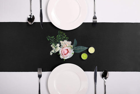 5-Pack Satin Table Runner Black, 12 x 108 inches Long, Table Runners for Wedding, Birthday Parties, Banquets