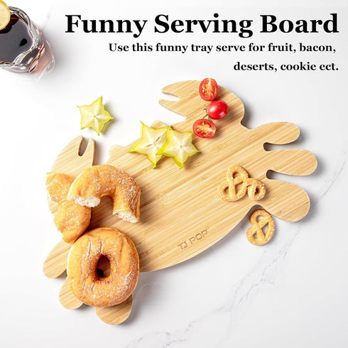 TJ POP Crab Shape Charcuterie Board, Small Cutting Board for Kitchen, Personalized Bamboo Cutting Board, 15.74" x 9.84"