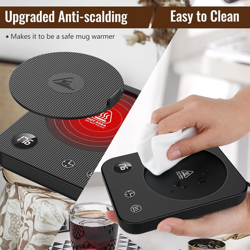 3-Temp Setting 2-12Hrs Mug Warmer, Coffee Mug Warmer, Coffee Warmer with Auto Shut-Off, Mug Warmer for Desk Anti