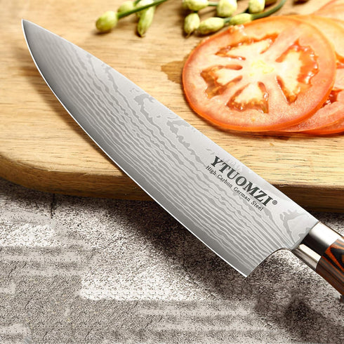 Razor-Sharp Chef Knife, 8-inch High Carbon Stainless Steel Chef's Knife for Home Kitchen & Restaurant, with Sheath &