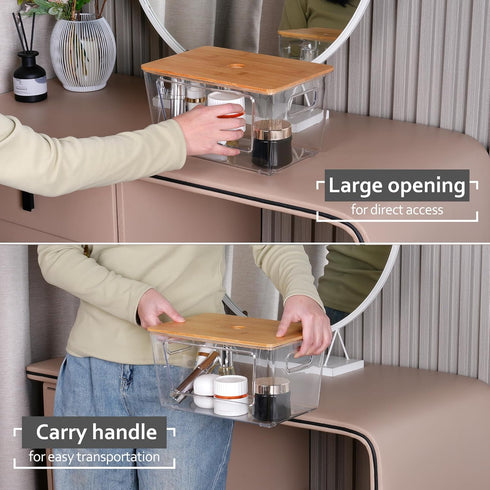3 Packs iEGrow Trash Bag Holder,Stackable Trash Bags Dispenser with Bamboo Lid,Extra Large Garbage Bag Holder
